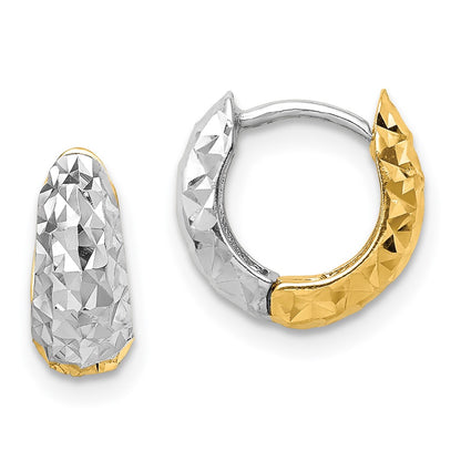 14K Two-Tone Textured Hoop Earrings
