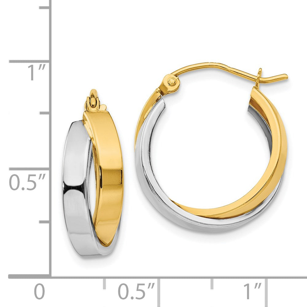 14K Two-Tone Polished Double Hoop Earrings