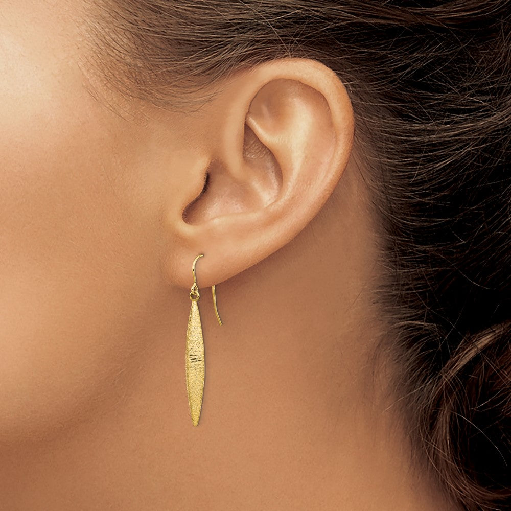 14K Yellow Gold Brushed Dangle Earrings