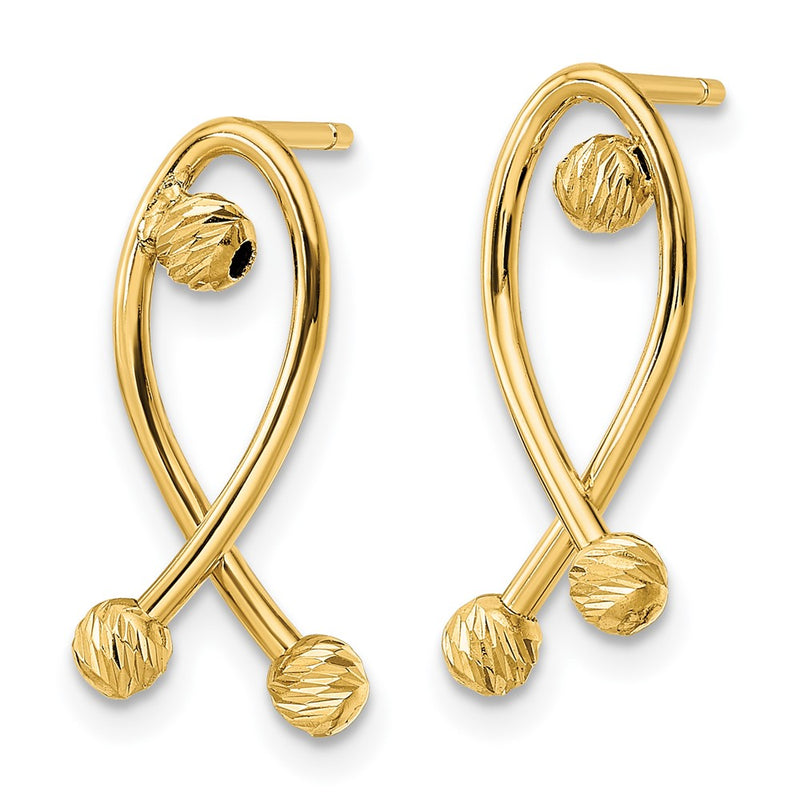 14K Yellow Gold Polished D/C Fancy Post Earrings
