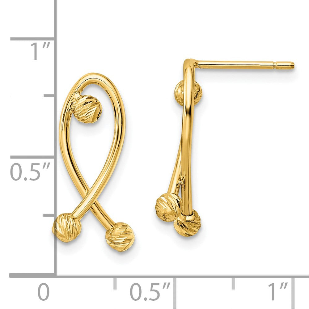 14K Yellow Gold Polished D/C Fancy Post Earrings