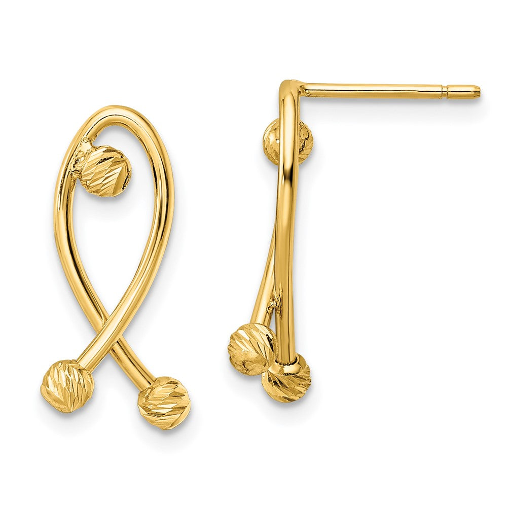 14K Yellow Gold Polished D/C Fancy Post Earrings