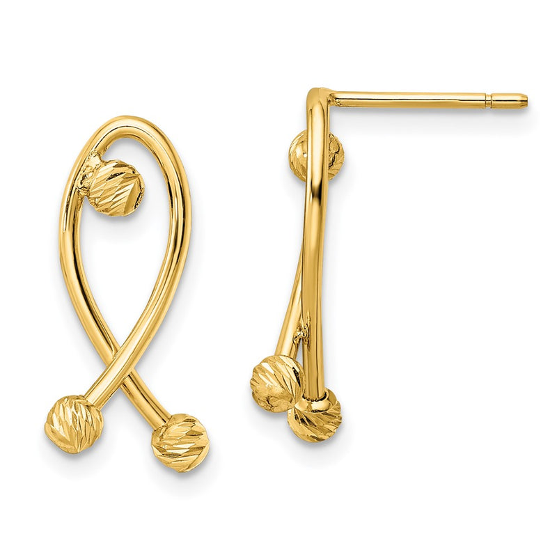 14K Yellow Gold Polished D/C Fancy Post Earrings
