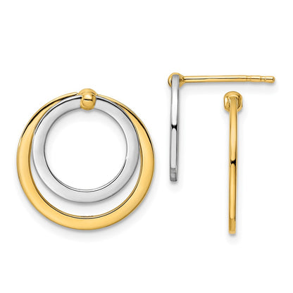 14K Two-Tone Circle Front And Back Post Earrings
