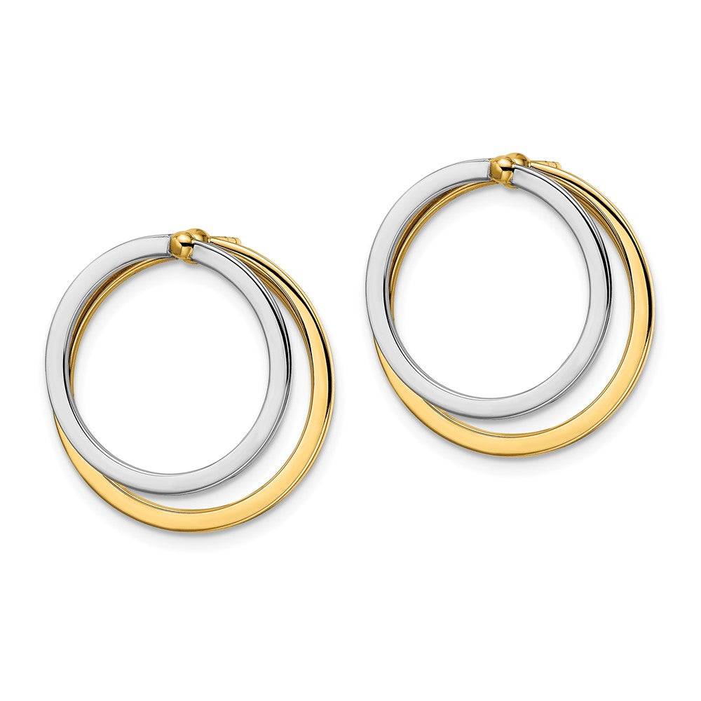 14K Two-Tone Circle Front And Back Post Earrings