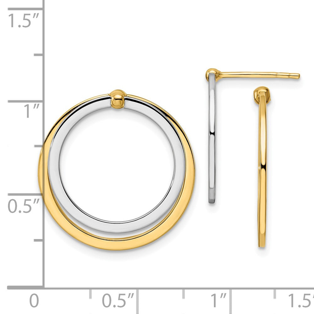 14K Two-Tone Circle Front And Back Post Earrings