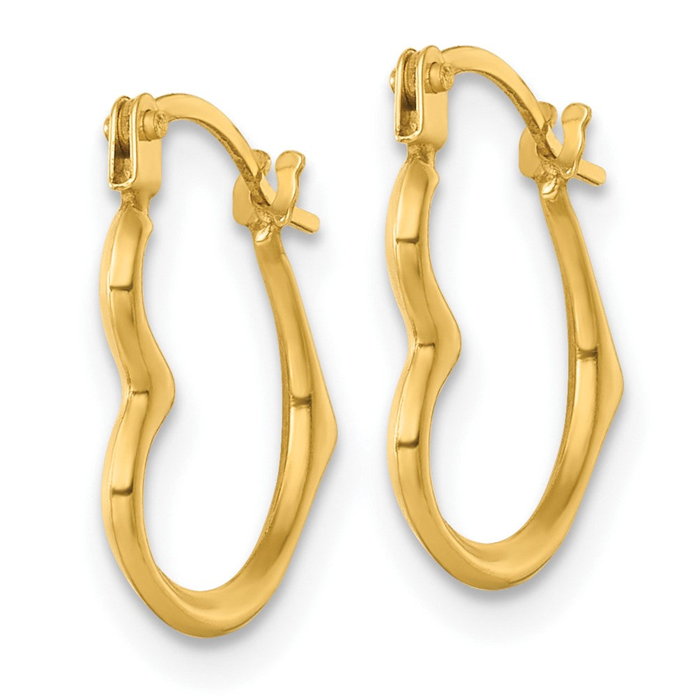 14K Yellow Gold Polished Heart Shape Hoop Earrings
