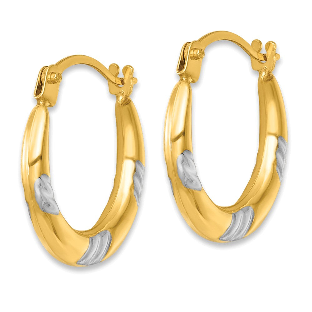 14K Yellow & Rhodium W/white Rhodium Polished 2mm Hoop Earrings