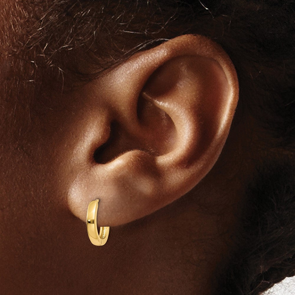 14K Yellow Gold 2.25mm Round Hinged Hoop Earrings