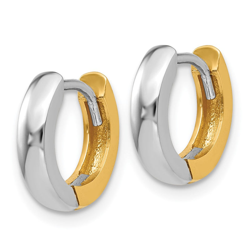 14K Two-Tone 2.5mm Round Hinged Hoop Earrings