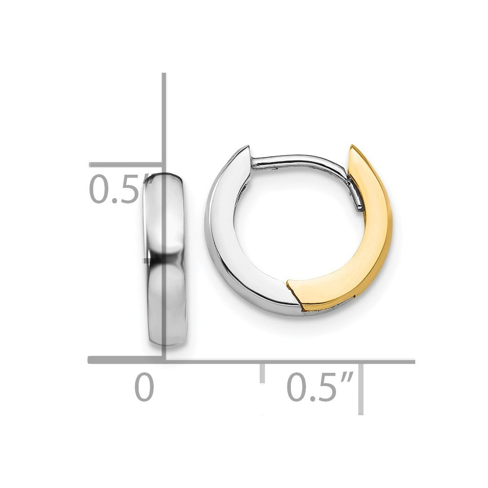 14K Two-Tone 2.5mm Round Hinged Hoop Earrings