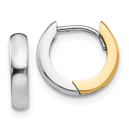 14K Two-Tone 2.5mm Round Hinged Hoop Earrings