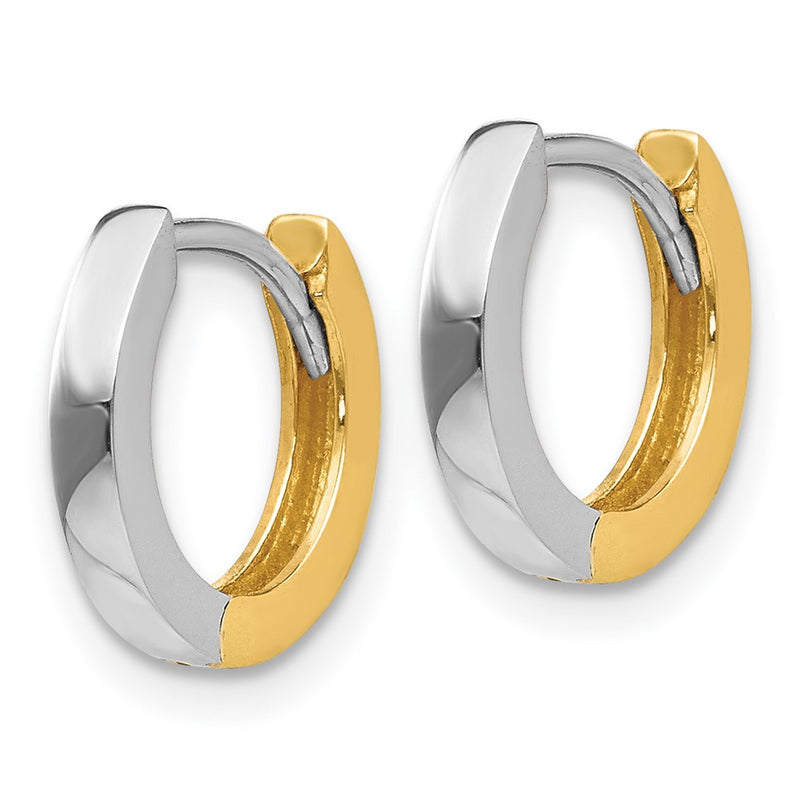 14K Two-Tone 2mm Round Hinged Hoop Earrings