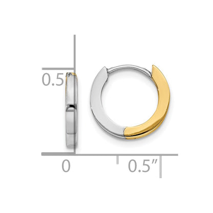 14K Two-Tone 2mm Round Hinged Hoop Earrings