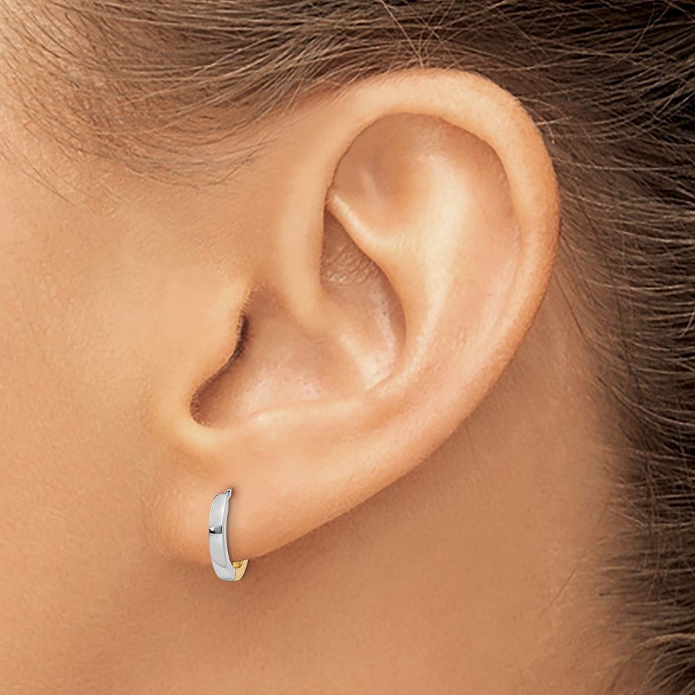 14K Two-Tone 1.5mm Round Hinged Hoop Earrings