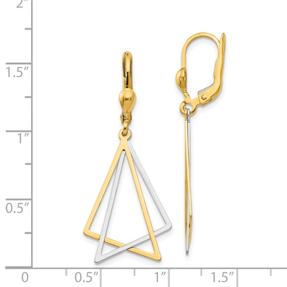 14K Two-Tone Leverback Drop Earrings