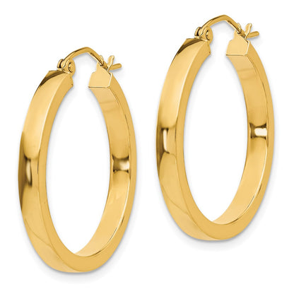 14K Yellow Gold 2X3mm Square Tube Hoops