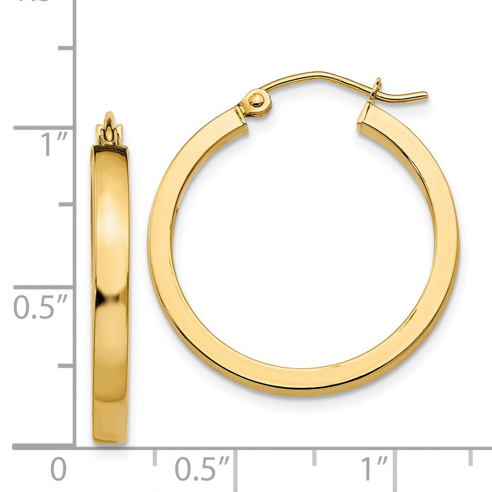 14K Yellow Gold 2X3mm Square Tube Hoops