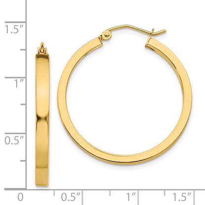 14K Yellow Gold 2X3mm Square Tube Hoops