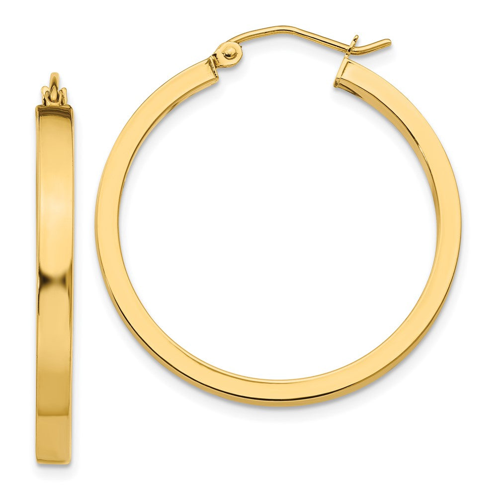 14K Yellow Gold 2X3mm Square Tube Hoops