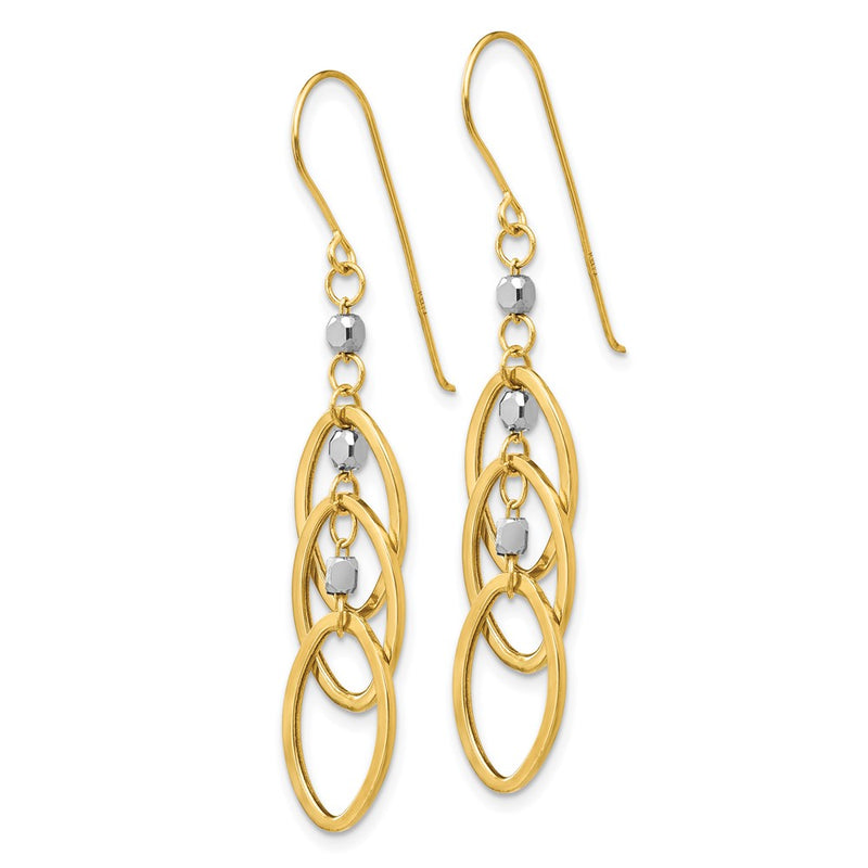 14K Two-Tone Oval Beaded Dangle Earrings