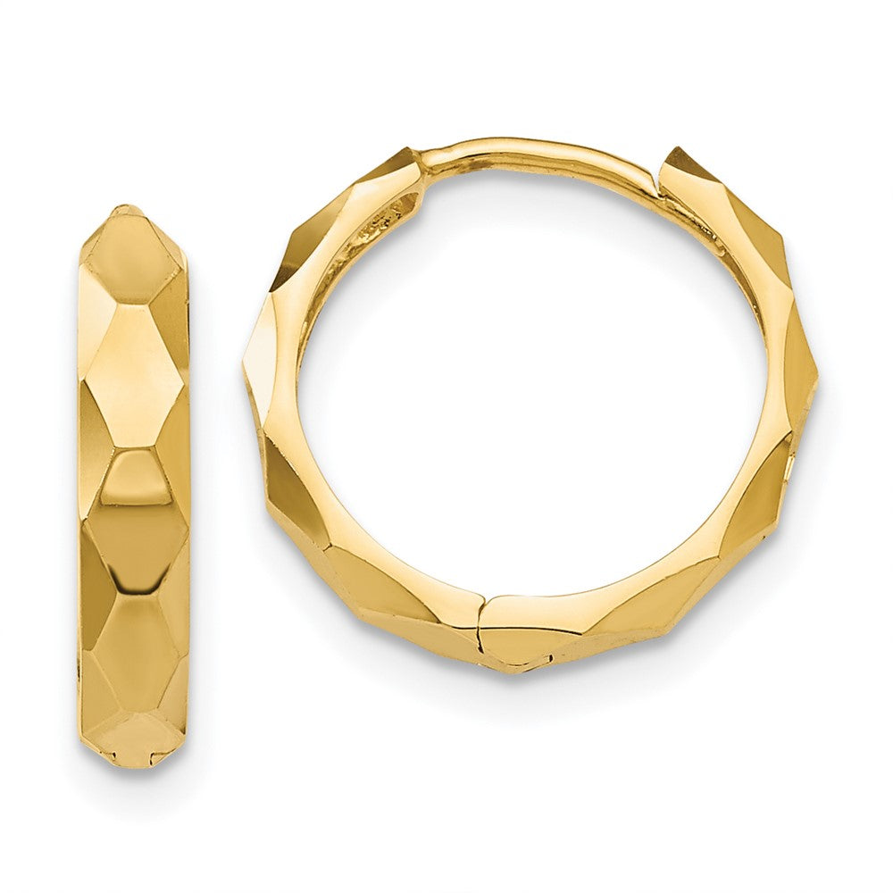 14K Yellow Gold Diamond-Cut Hoop Earrings