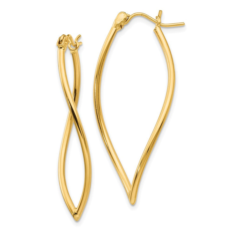 14K Yellow Gold Polished Fancy Hoop Earrings