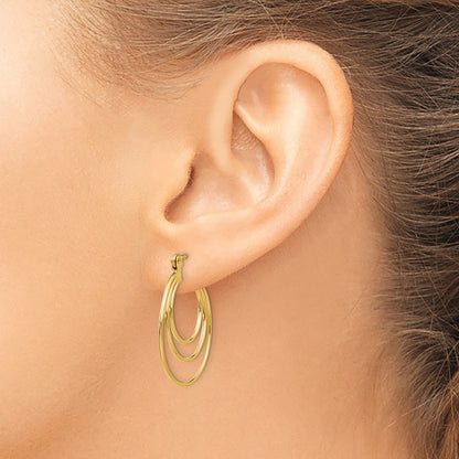 14K Yellow Gold Polished Circles Hoop Earrings