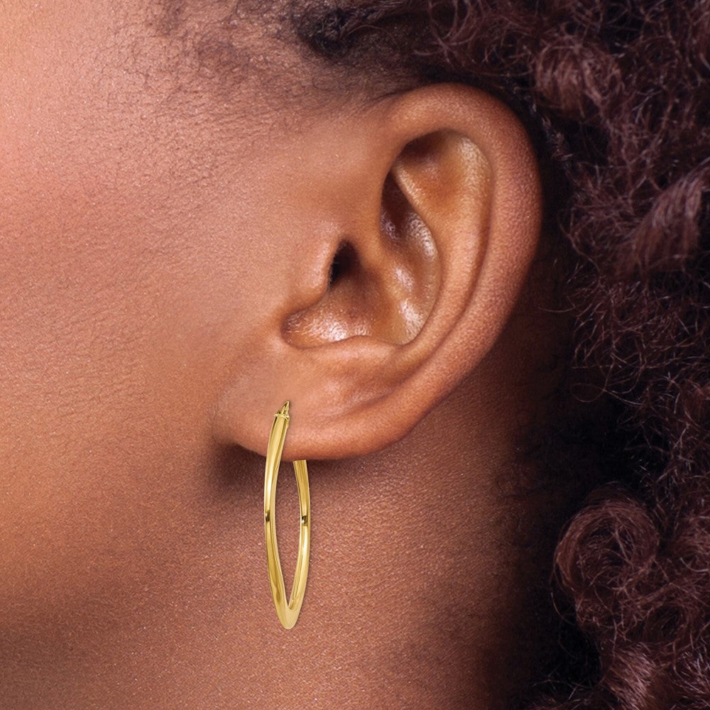 14K Yellow Gold Tapered Square Hoop Earrings