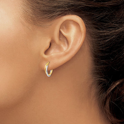 14K Two-Tone Polished Hollow Hoop Earrings