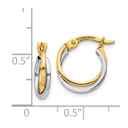 14K Two-Tone Polished Hollow Hoop Earrings