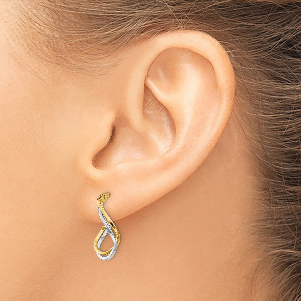14K Two-Tone Twisted Hoop Earrings