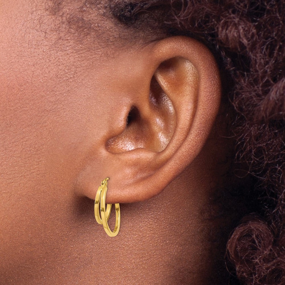 14K Yellow Gold Double Hoop Earrings