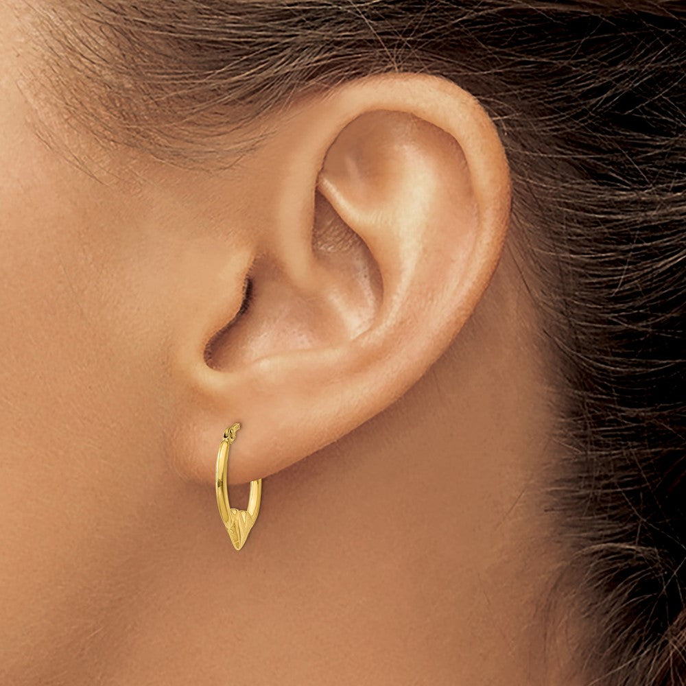 14K Yellow Gold Heart Hoop Earrings