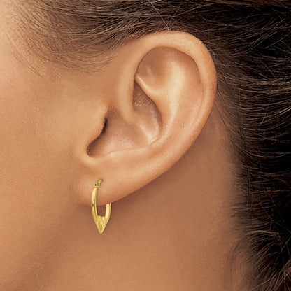 14K Yellow Gold Heart Hoop Earrings