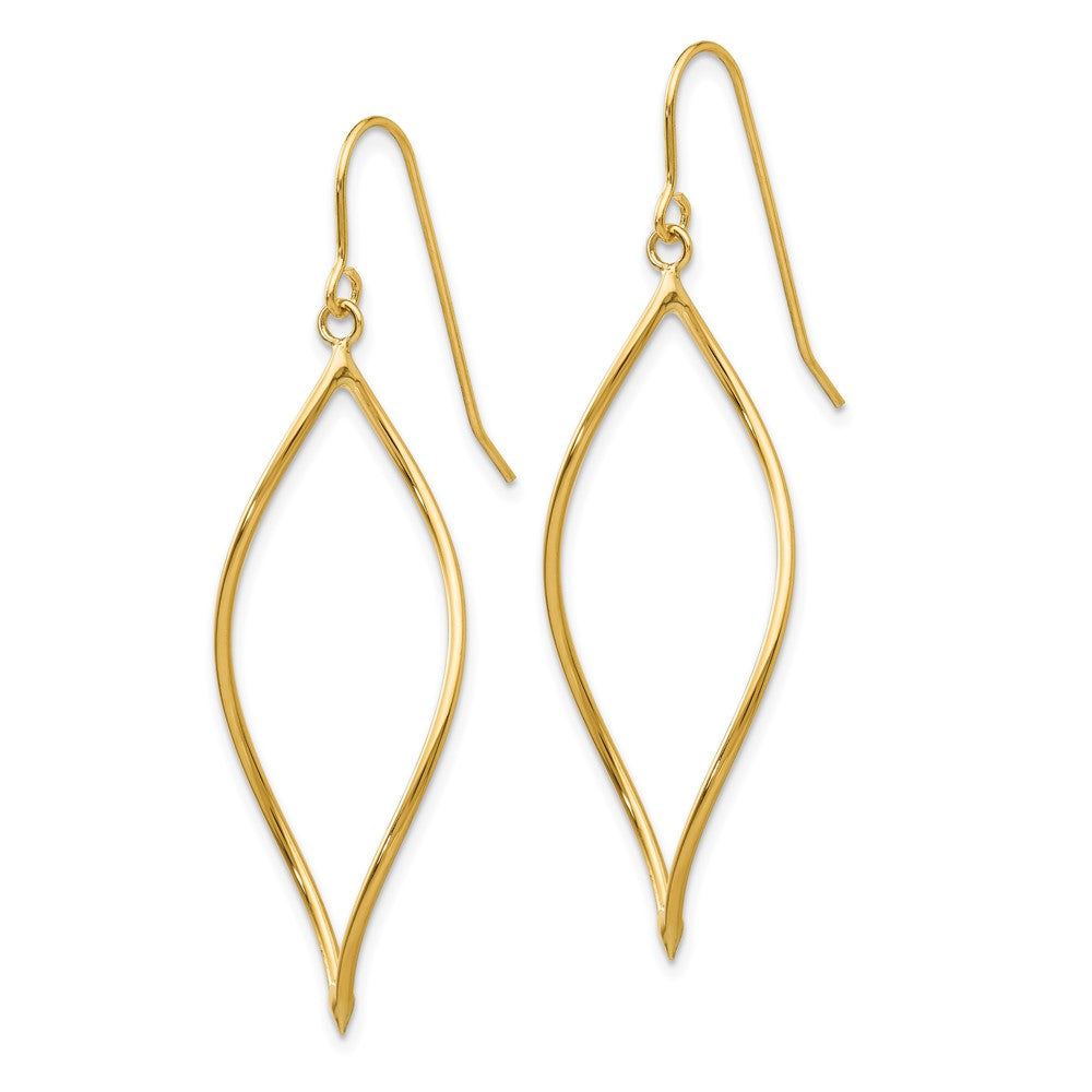 14K Yellow Gold Polished Twisted Oblong Dangle Earrings