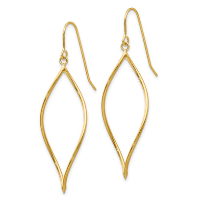 14K Yellow Gold Polished Twisted Oblong Dangle Earrings