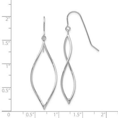 14K White Gold Polished Twisted Oblong Dangle Earrings
