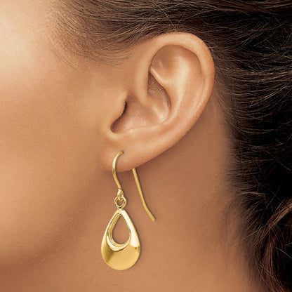 14K Yellow Gold Teardrop Hollow Dangle Earrings