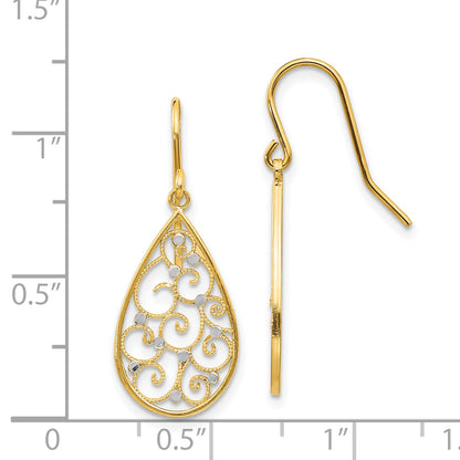 14K Yellow & Rhodium Polished Teardrop Earrings