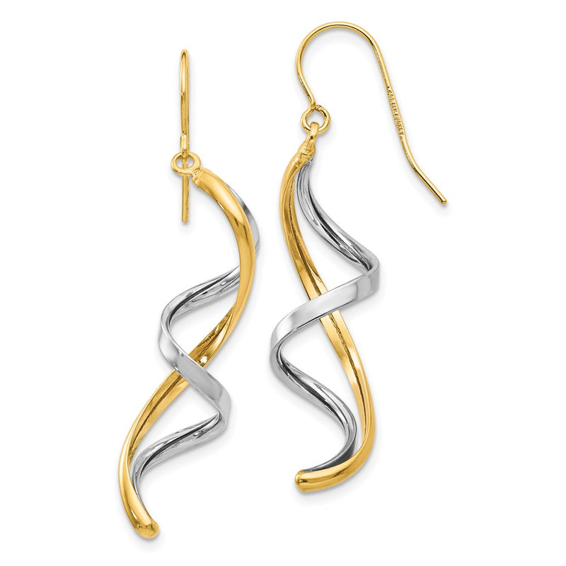 14K Two-Tone Polished Fancy Dangle Earrings
