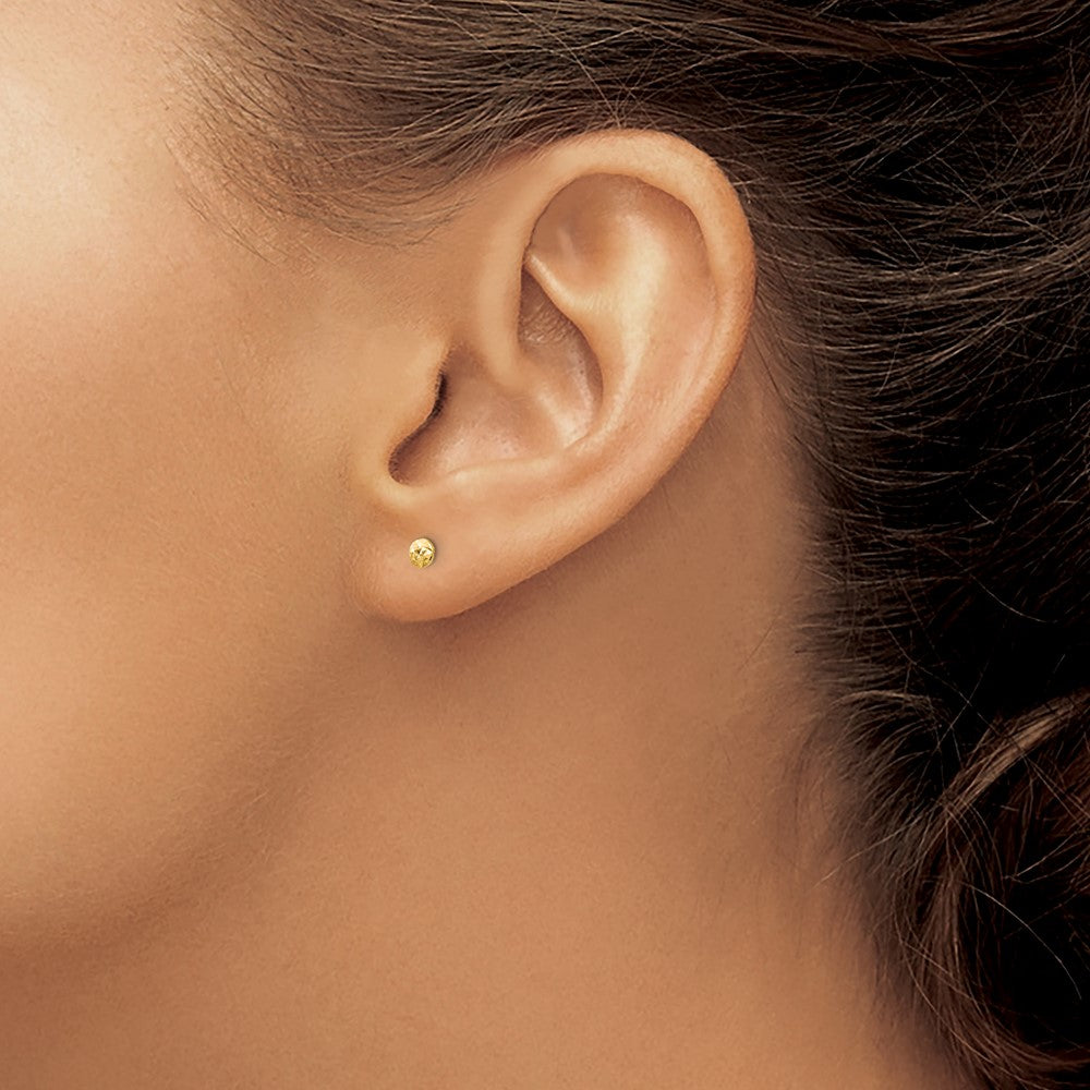 14K Yellow Gold 3mm Puff Circle Post Earrings