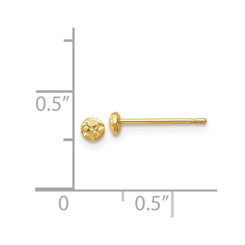 14K Yellow Gold 3mm Puff Circle Post Earrings