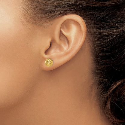 14K Yellow Gold Diamond Cut Bead Post Earrings