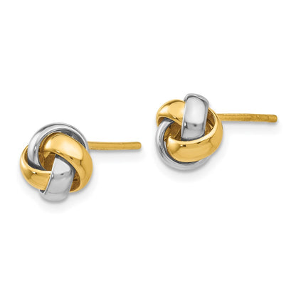 14K Two-Tone Knot Post Earrings