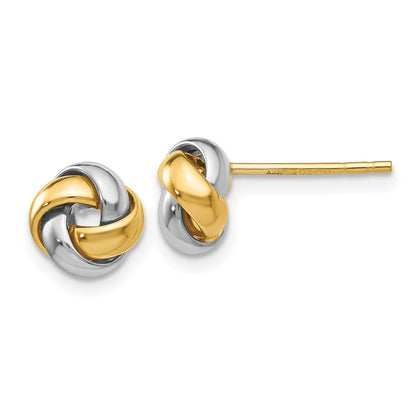 14K Two-Tone Knot Post Earrings