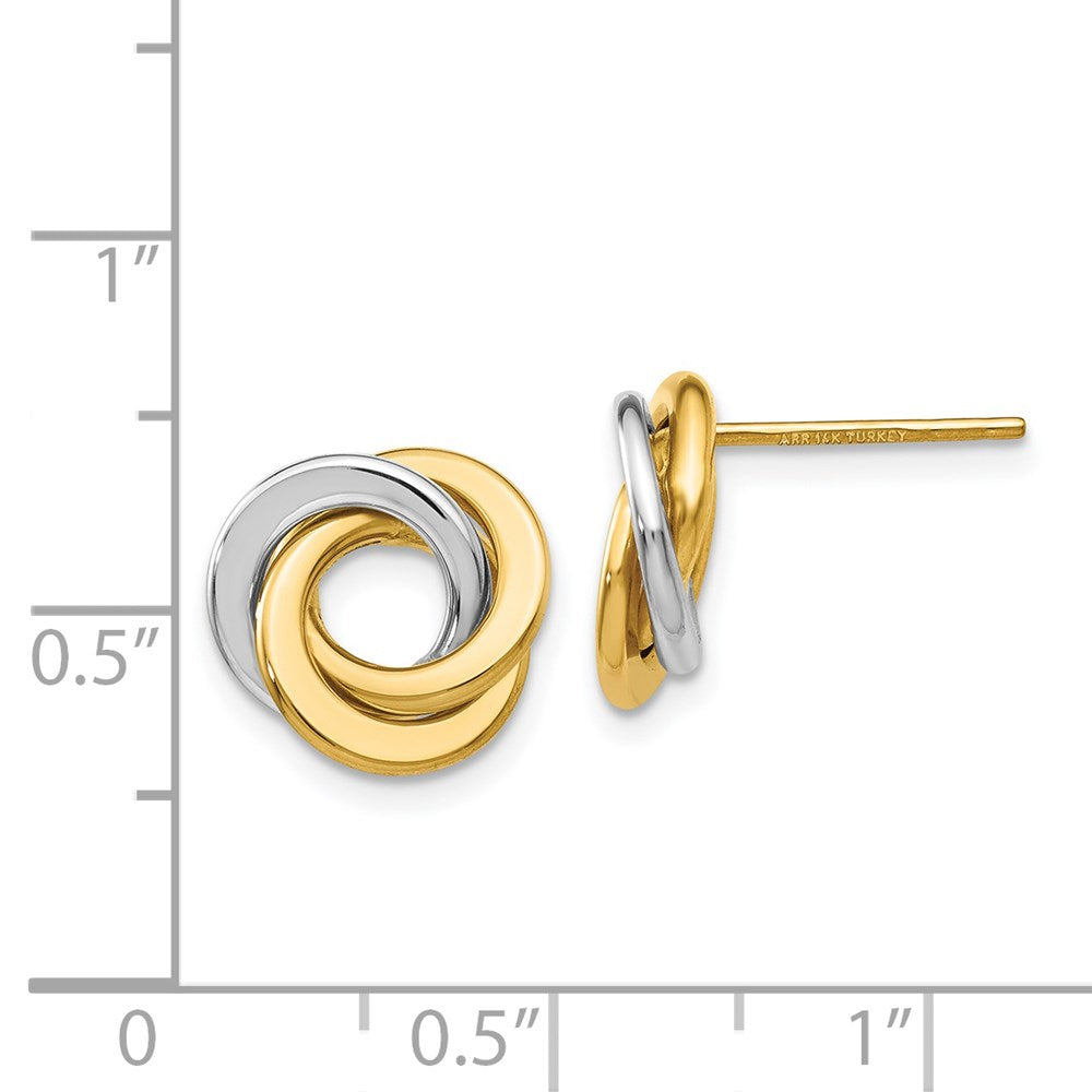 14K Two-Tone Polished Intertwined Circles Post Earrings