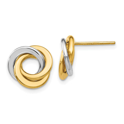 14K Two-Tone Polished Intertwined Circles Post Earrings