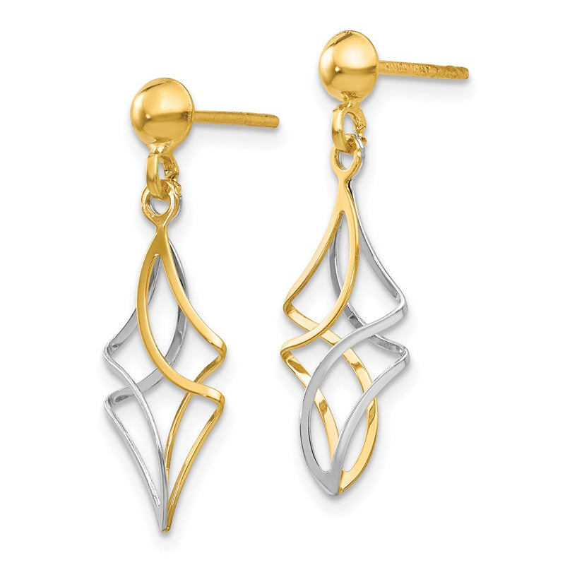 14K Two-Tone Post Dangle Earrings