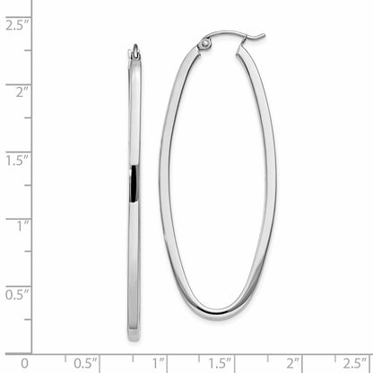 14K White Gold Large Oval Hoop Earrings